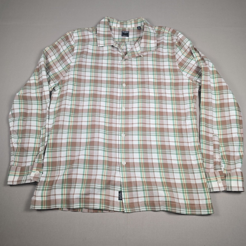 Todd Snyder NY Mens XL Long Sleeve Plaid Camp Shirt 100% Cotton Earth Tones